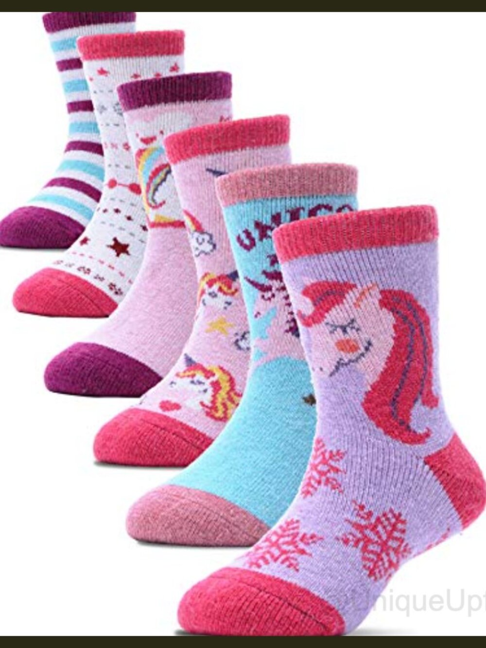 Merino Wool Kids Socks 6 Pack Thick Thermal Warm Winter Crew Hiking